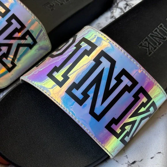 PINK Victoria's Secret Iridescent Slides - Picture 2 of 5
